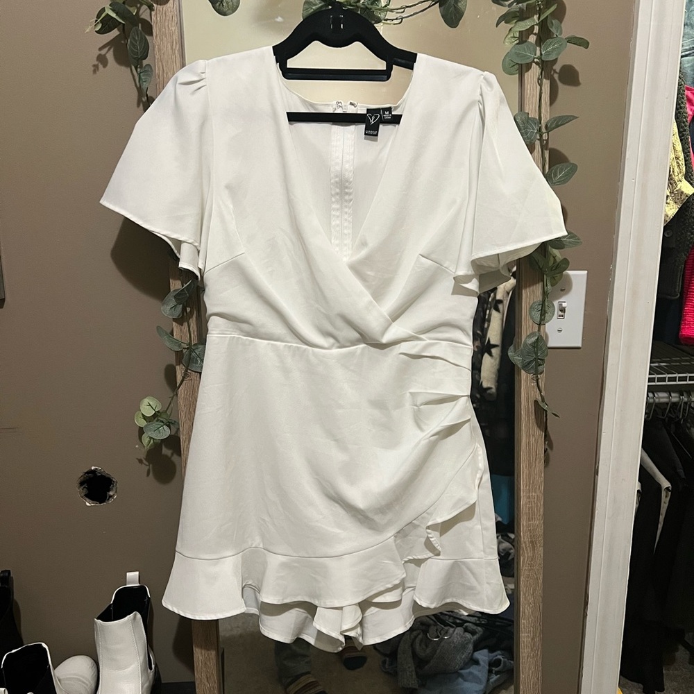 White Ruffle Detail Romper